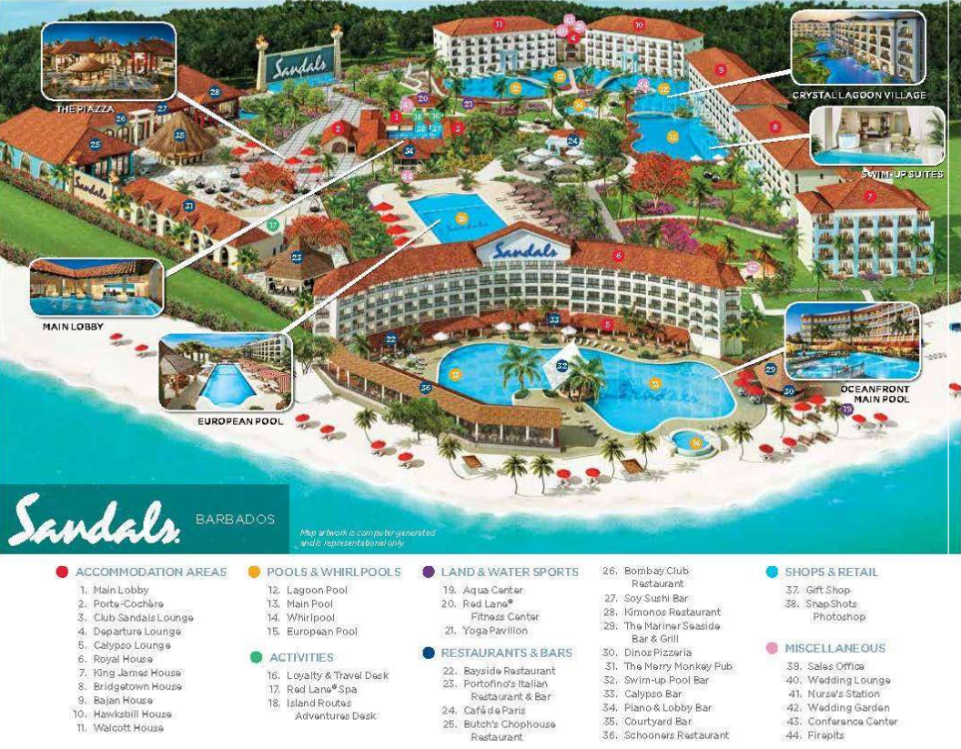 Sandals barbados and royal barbados map